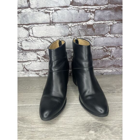 Nisolo Black Leather Ankle Back Zip Heel Booties Boots Women’s 9M US/40EU Mexico - Picture 3 of 16